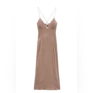 Zara Tan Sleeveless Maxi Dress
